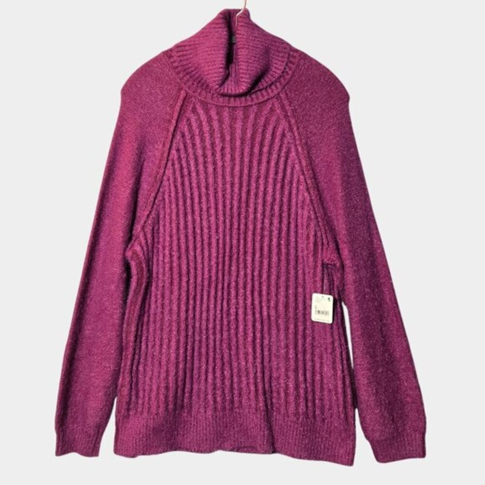 Free People Big City Turtleneck Long Sleeve Sweater Mulberry S Oversized NWT